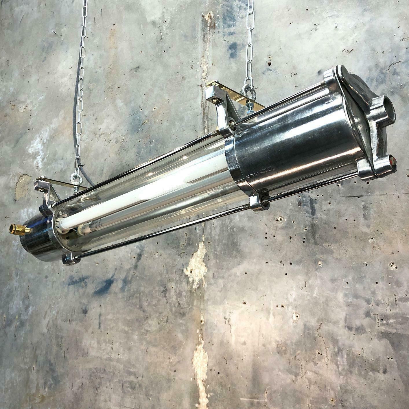 1970s German Industrial Cast Aluminium And Glass T8 Explosion Proof Striplight