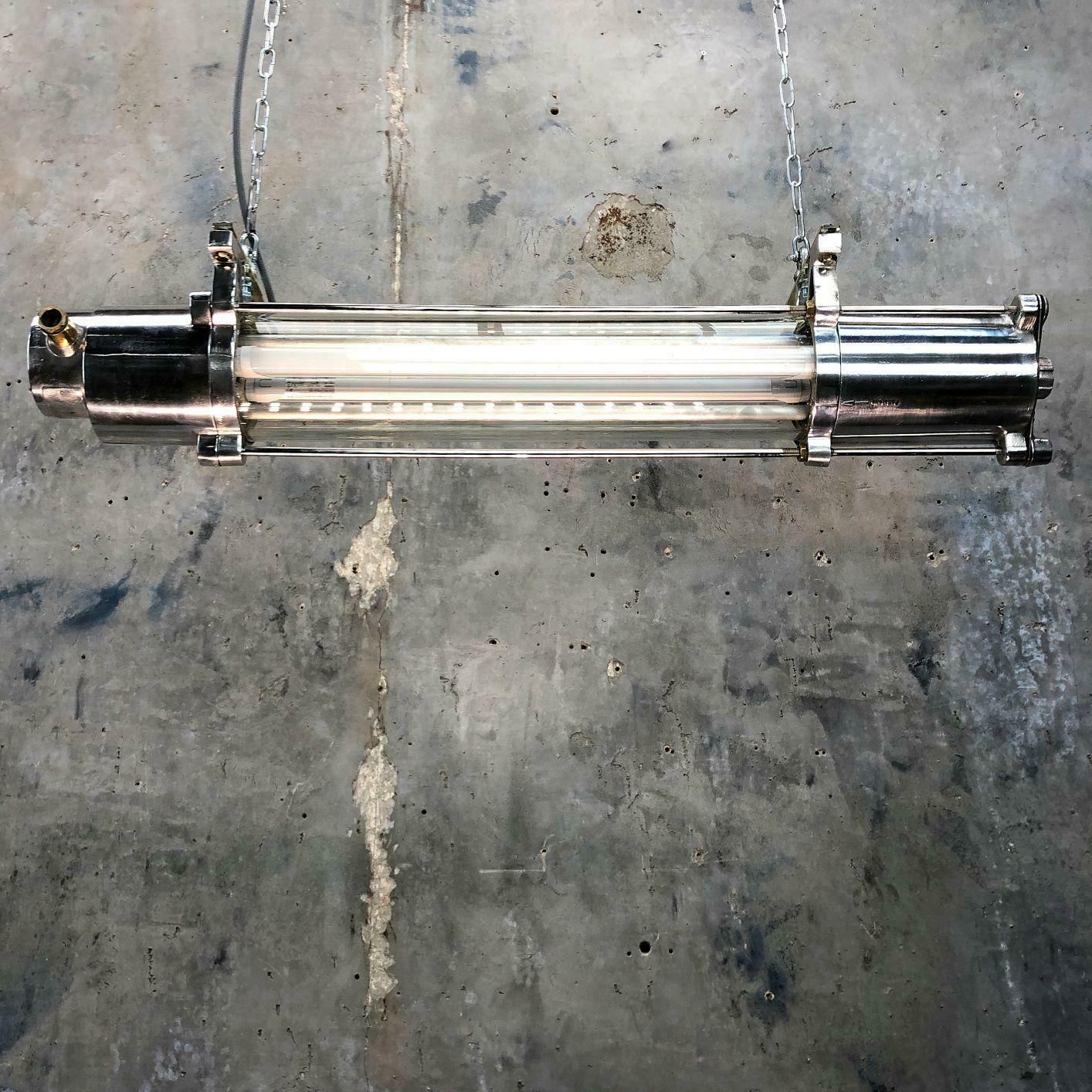1970s German Industrial Cast Aluminium And Glass T8 Explosion Proof Striplight photo furniture