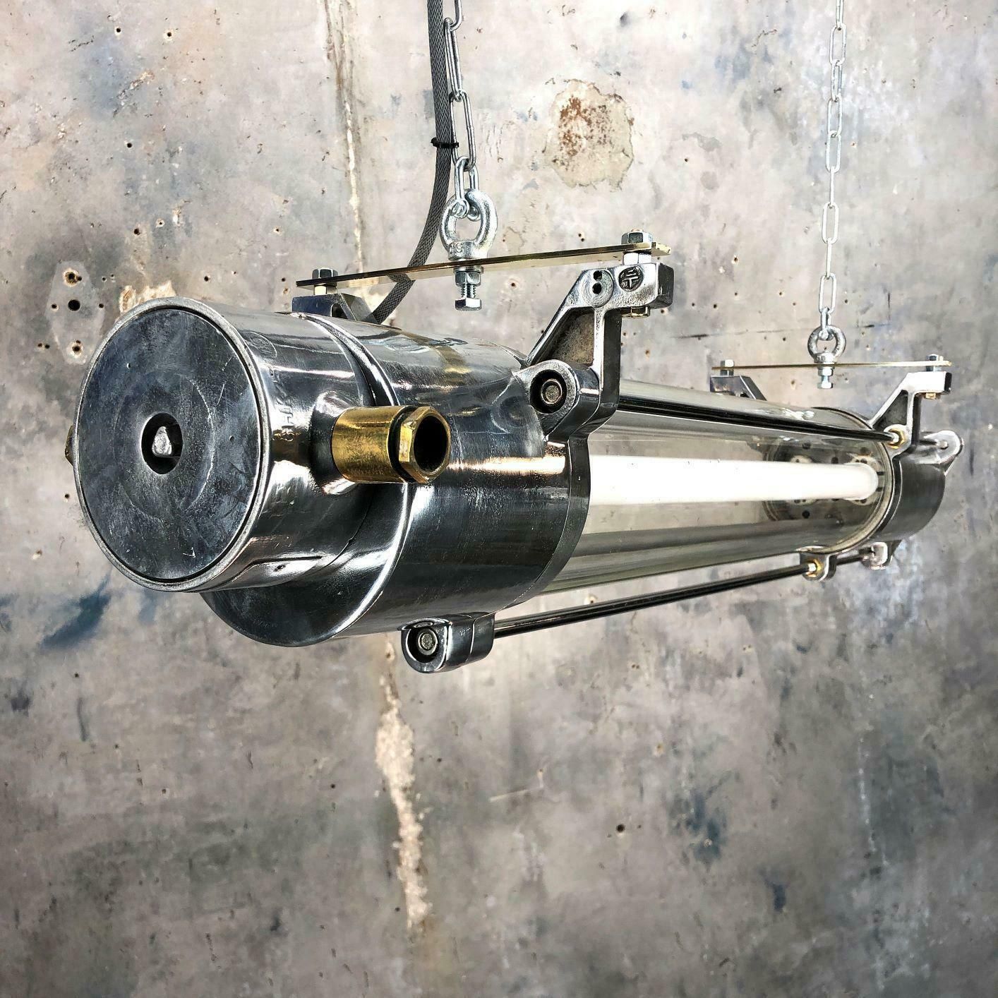 photo buy 1970s German Industrial Cast Aluminium And Glass T8 Explosion Proof Striplight