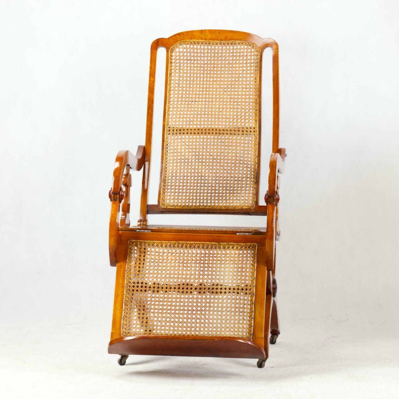 19th Century Biedermeier Reclining Cane Chair photo furniture