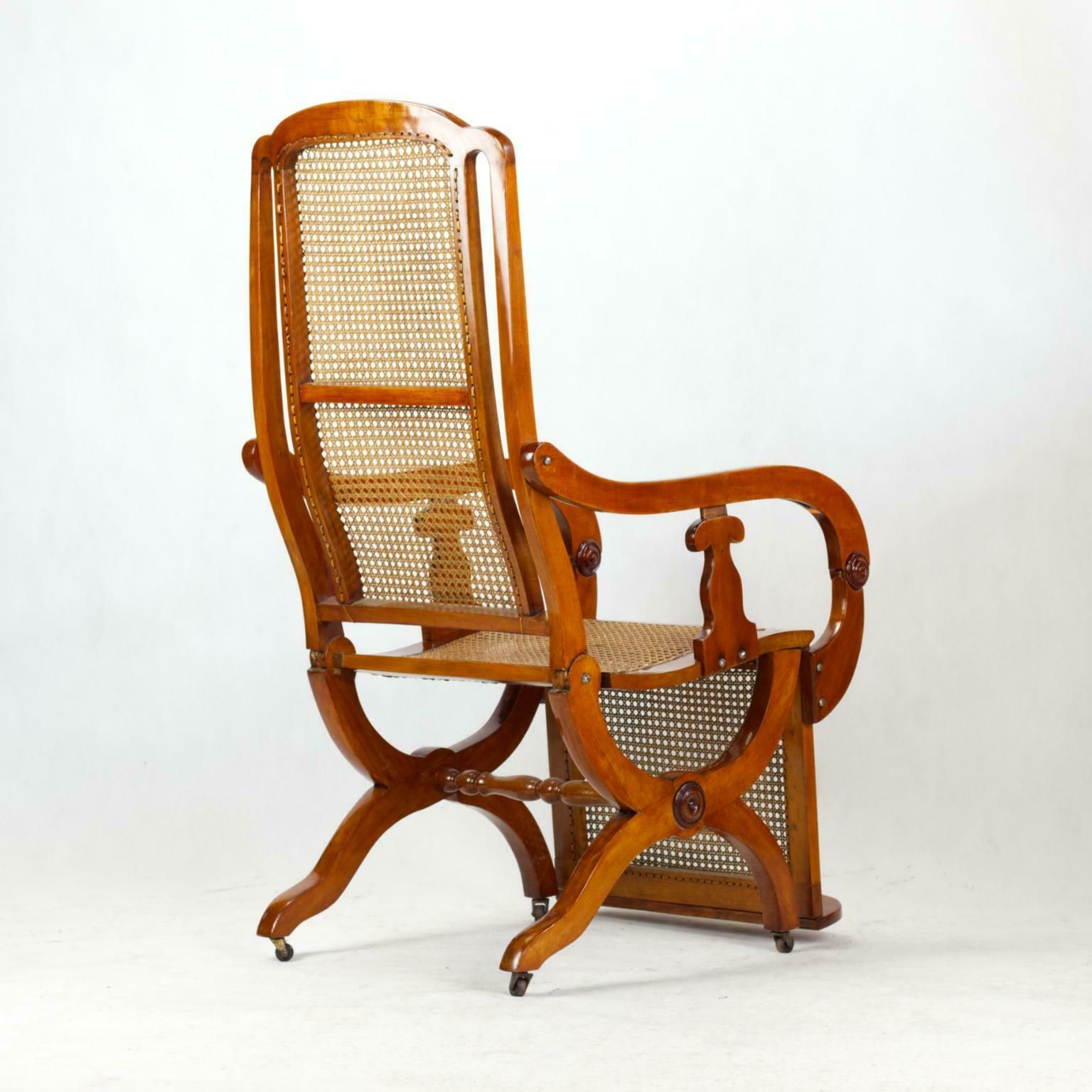 photo furniture 19th Century Biedermeier Reclining Cane Chair