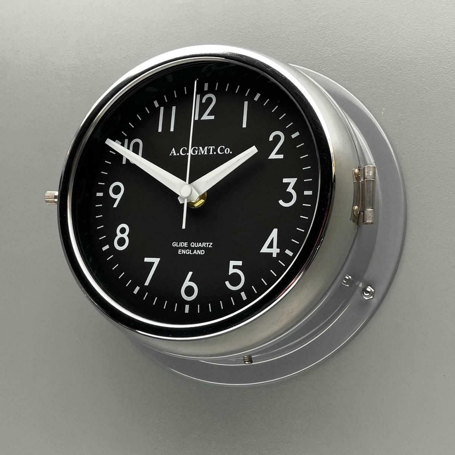1970''S British Ultimate Grey /Monochrome Black Ac Gmt Co. Classic Wall Clock