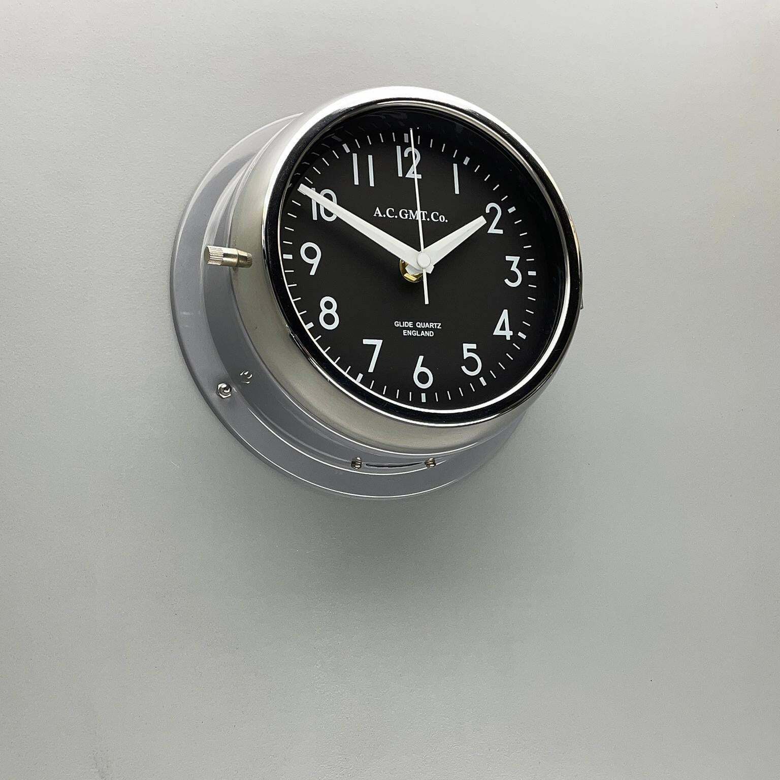 1970''S British Ultimate Grey /Monochrome Black Ac Gmt Co. Classic Wall Clock photo 195.0