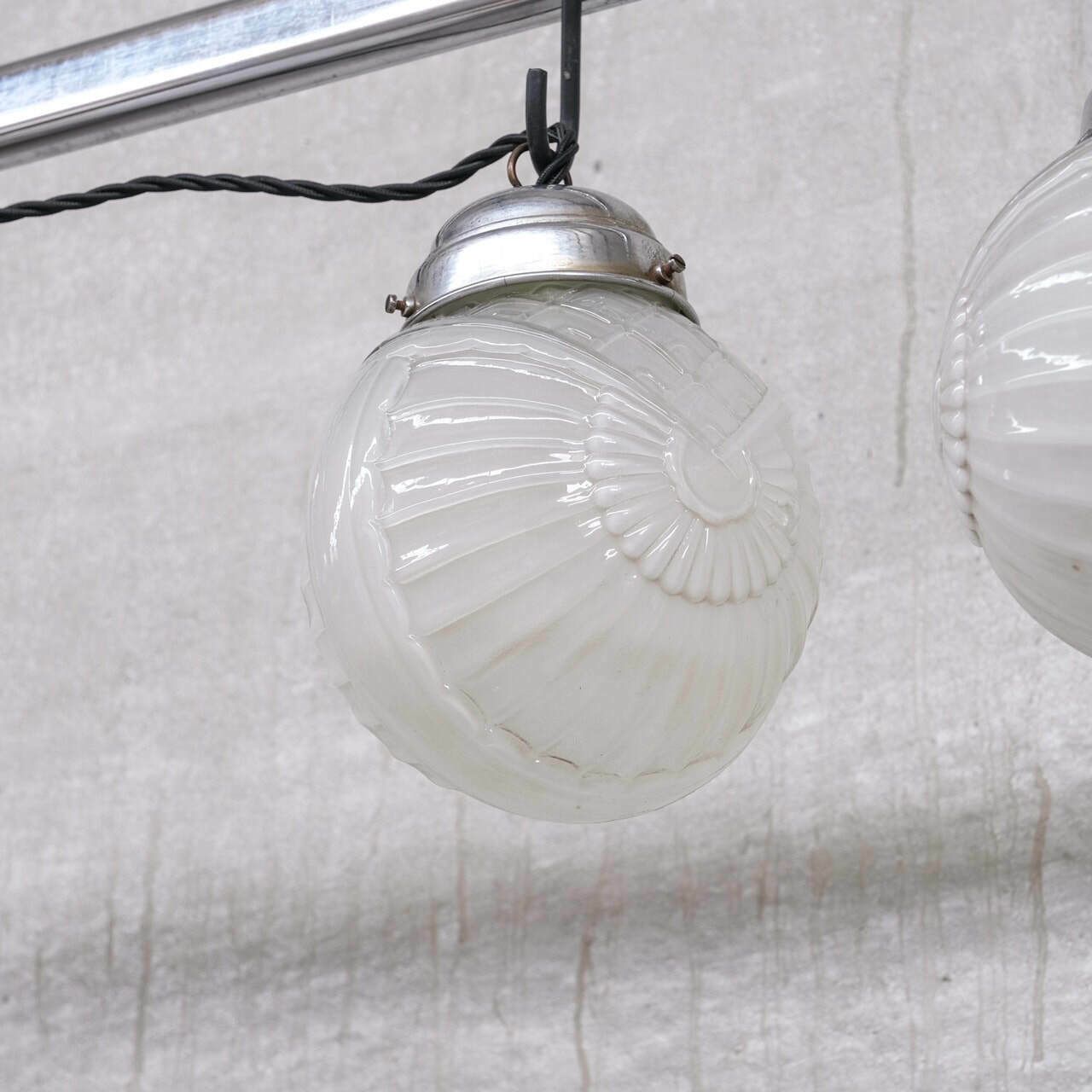 Pair Of Glass Art Deco Small Pendant Lights photo Lighting