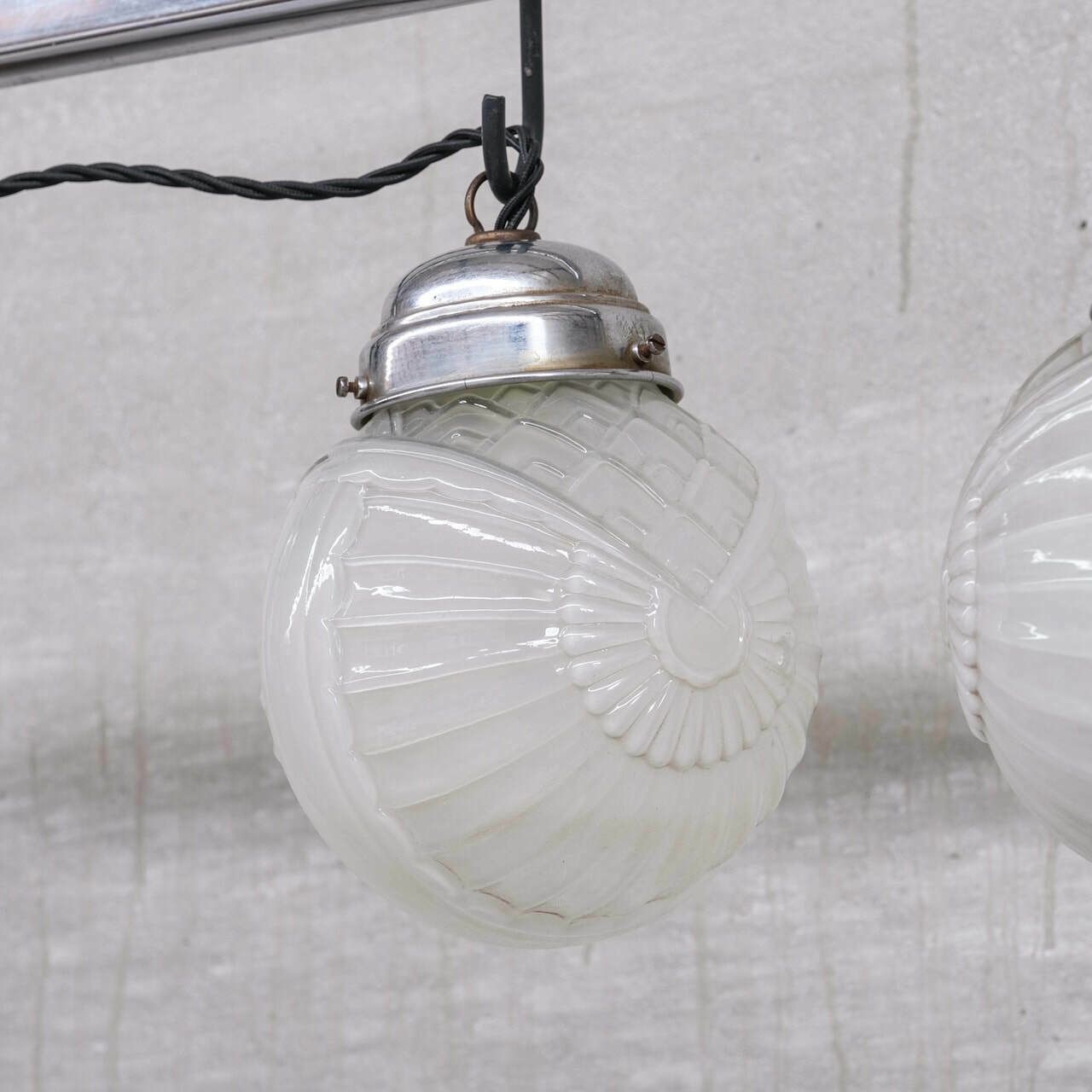 Pair Of Glass Art Deco Small Pendant Lights photo vinterior