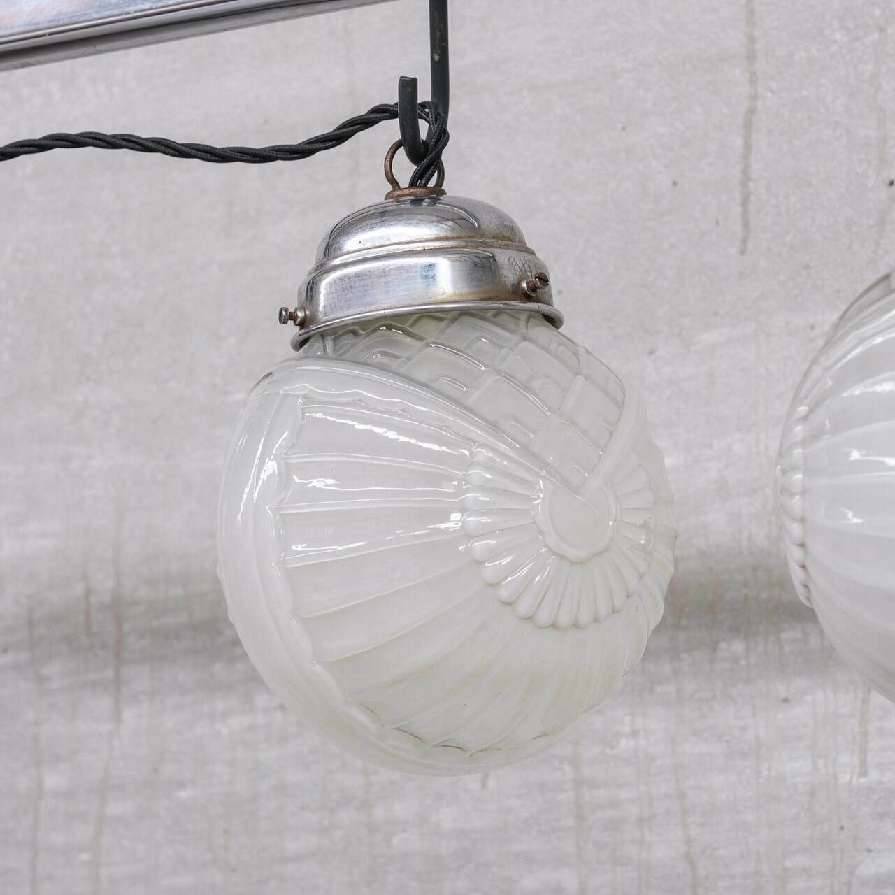 Pair Of Glass Art Deco Small Pendant Lights photo buy