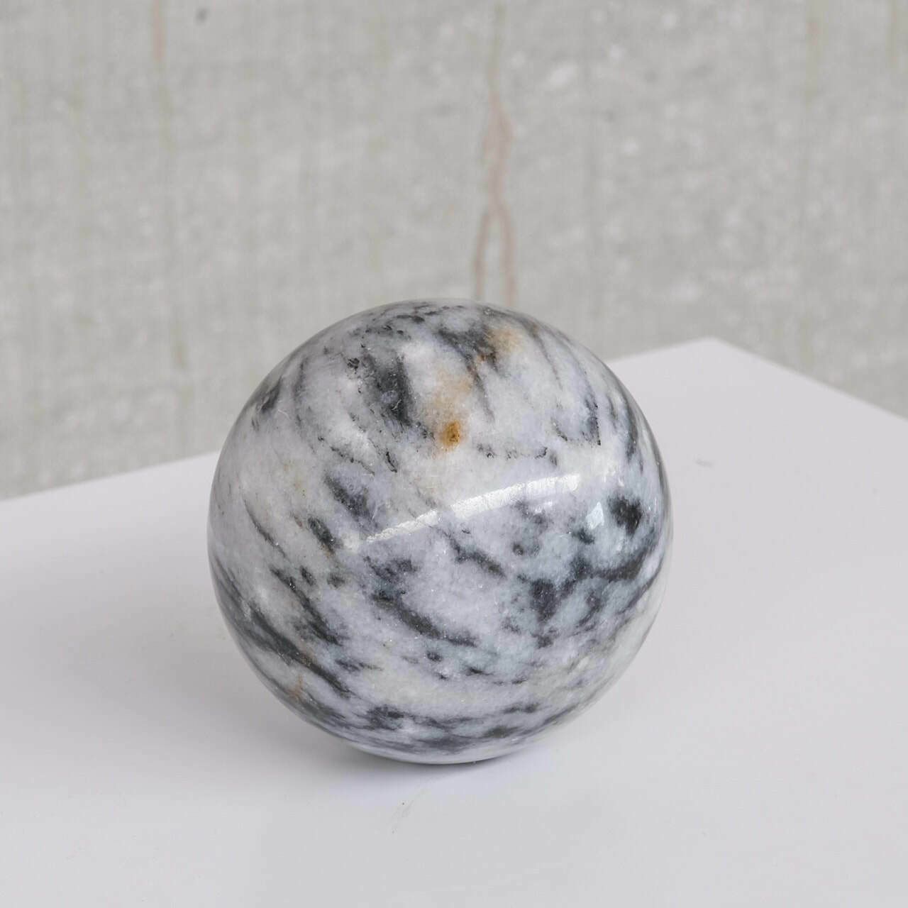 Small Solid Marble Mid Century Ball Desk Curio