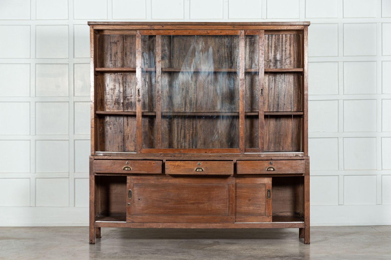 Large French Oak Glazed Haberdashery Shop Cabinet photo furniture