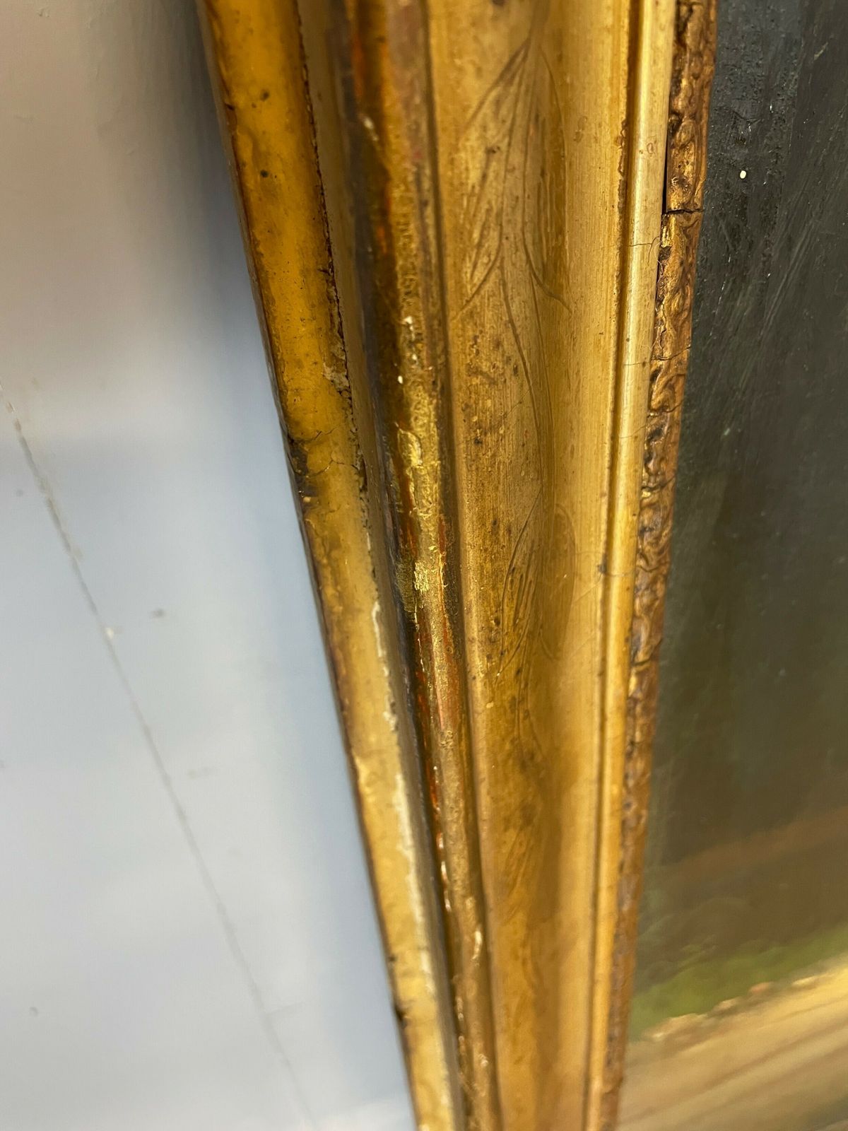 C19th Country House Gilt Framed Pier Mirror With Integral Oil Painting photo buy