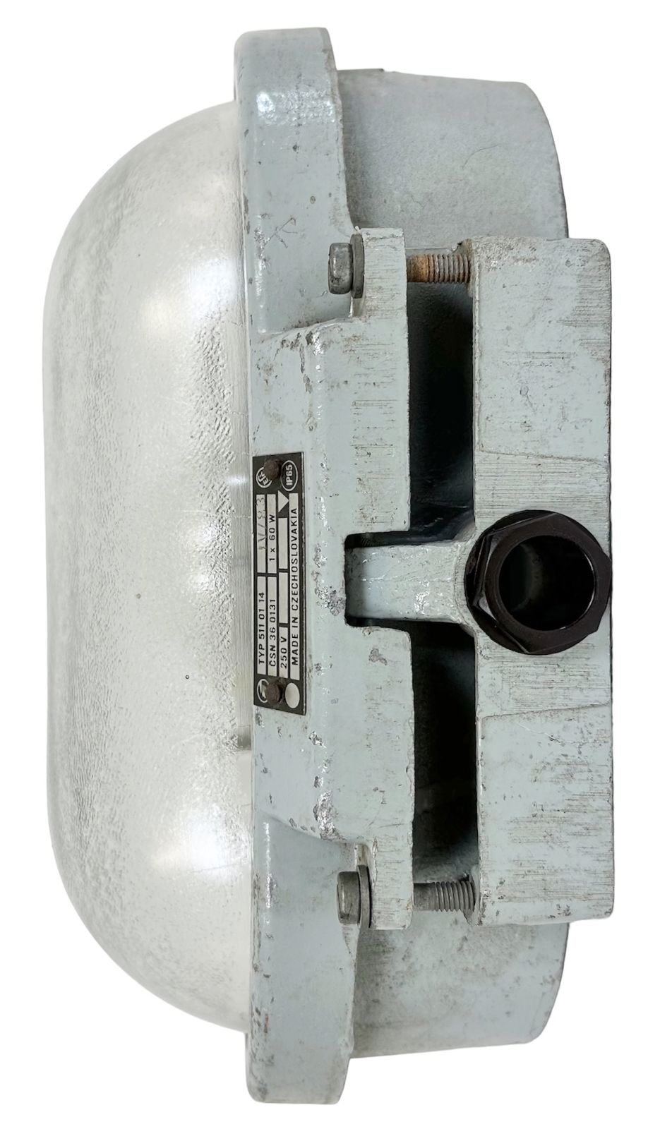 Industrial Cast Aluminium Wall Light With Frosted Glass From Elektrosvit, 1970s, 7x
