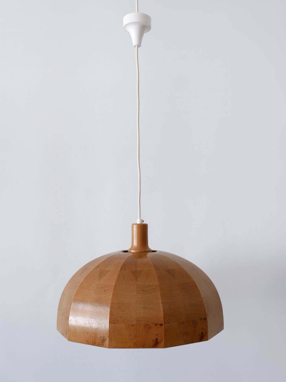 Rare Mid Century Modern Pine Wood Pendant Lamp Or Hanging Light Sweden 1960s photo 3759.0