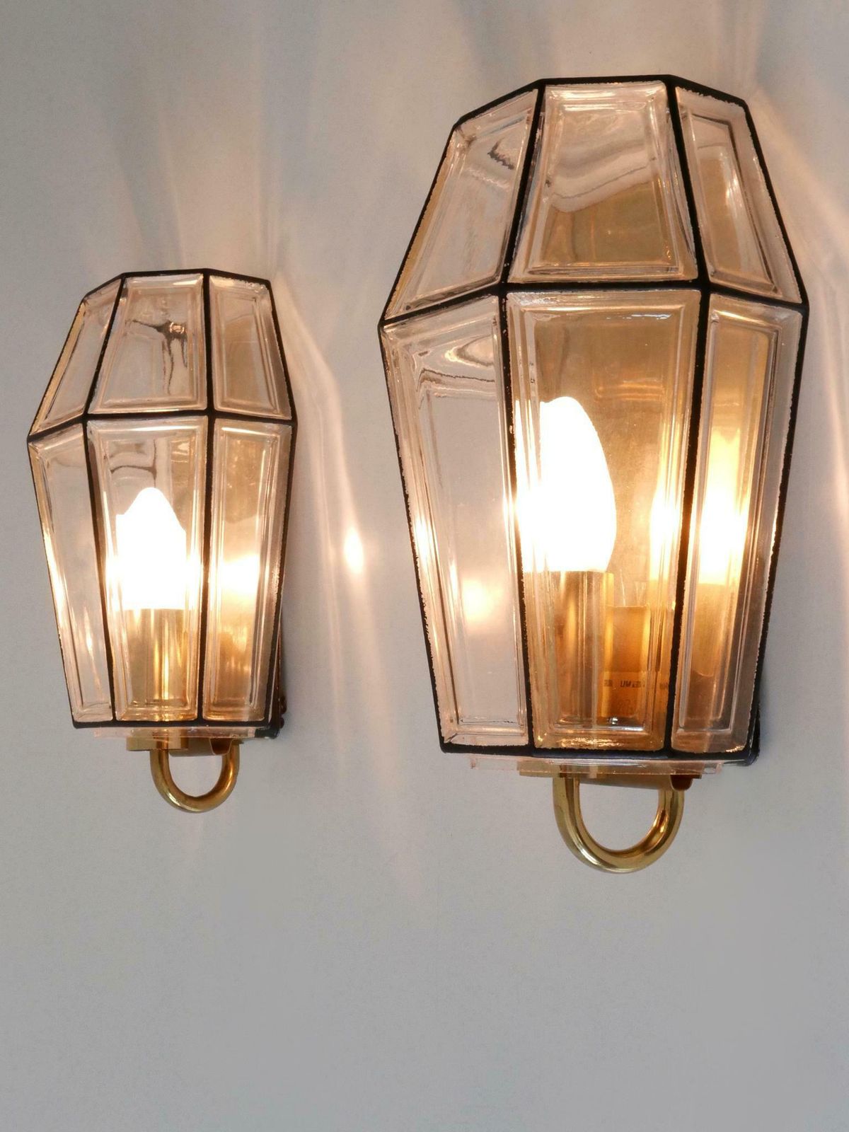 Set Of Two Mid Century Modern Sconces Or Wall Fixtures By Glashütte Limburg photo Lighting