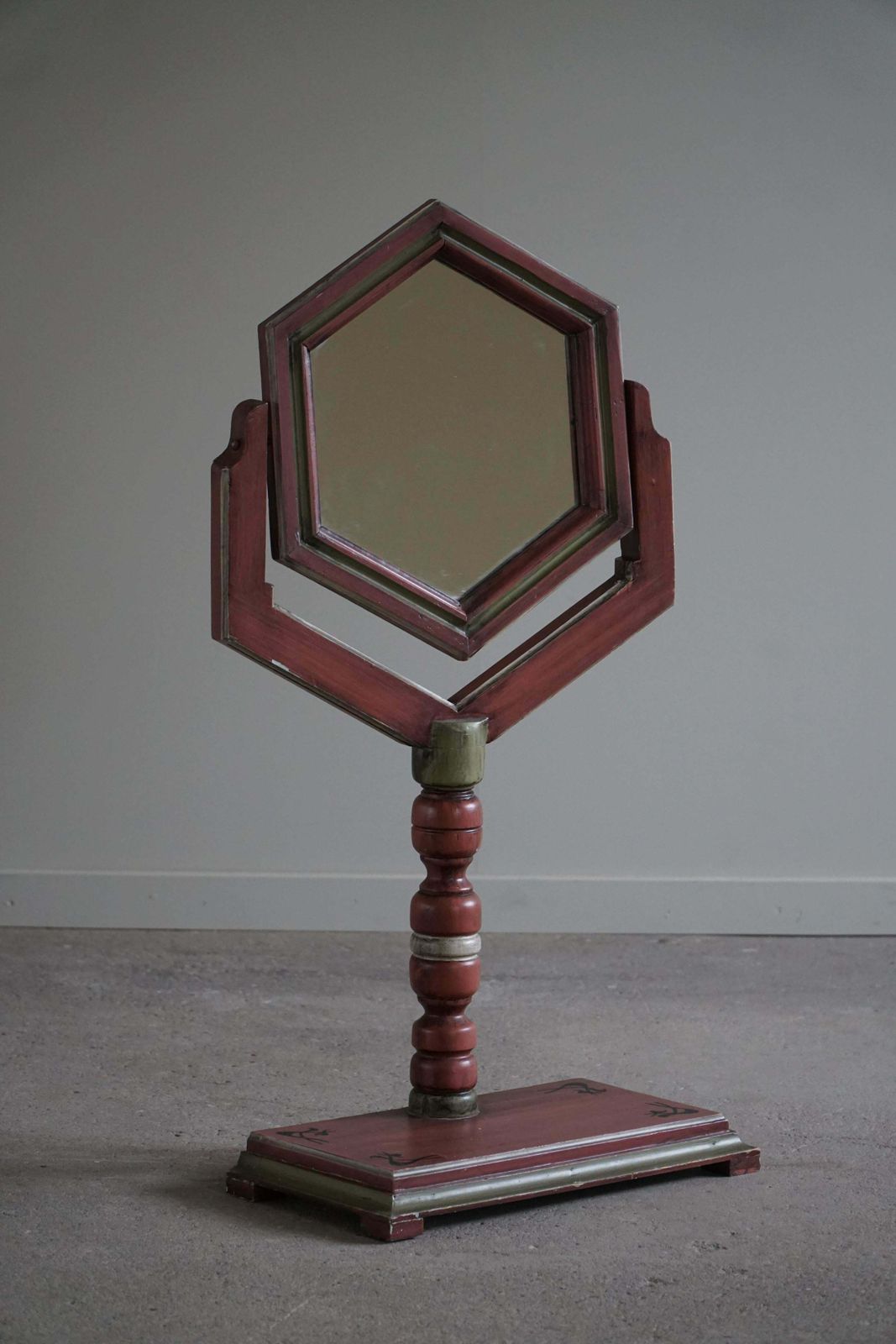 A Table Mirror In Pine By A Swedish Cabinetmaker, Folk Art, Early 20th Century photo for sale