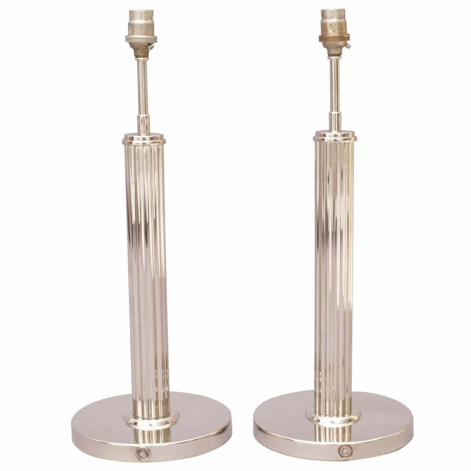 Pair Of 1940s Us Army Desk Lamp In Nickel Plated Polish. Pair Of Bedside Lamp