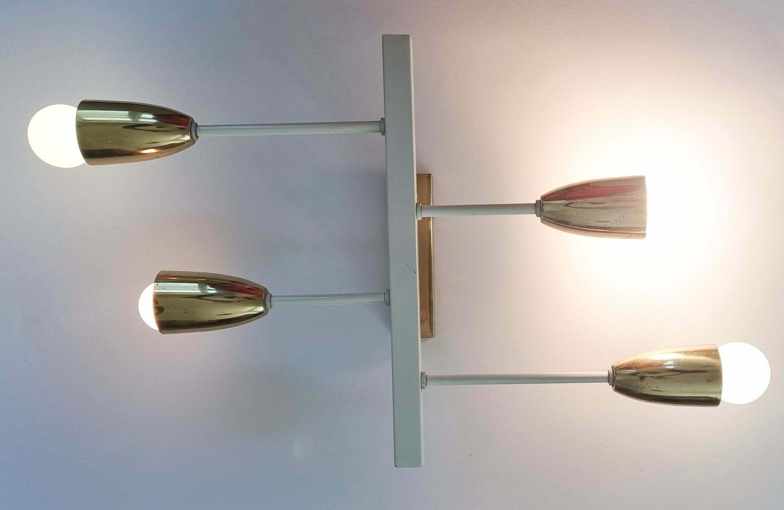 photo vinterior Pair Of Midcentury Wall Or Ceiling Lamps, Flush Mounts, Stilnovo Style, 1960s