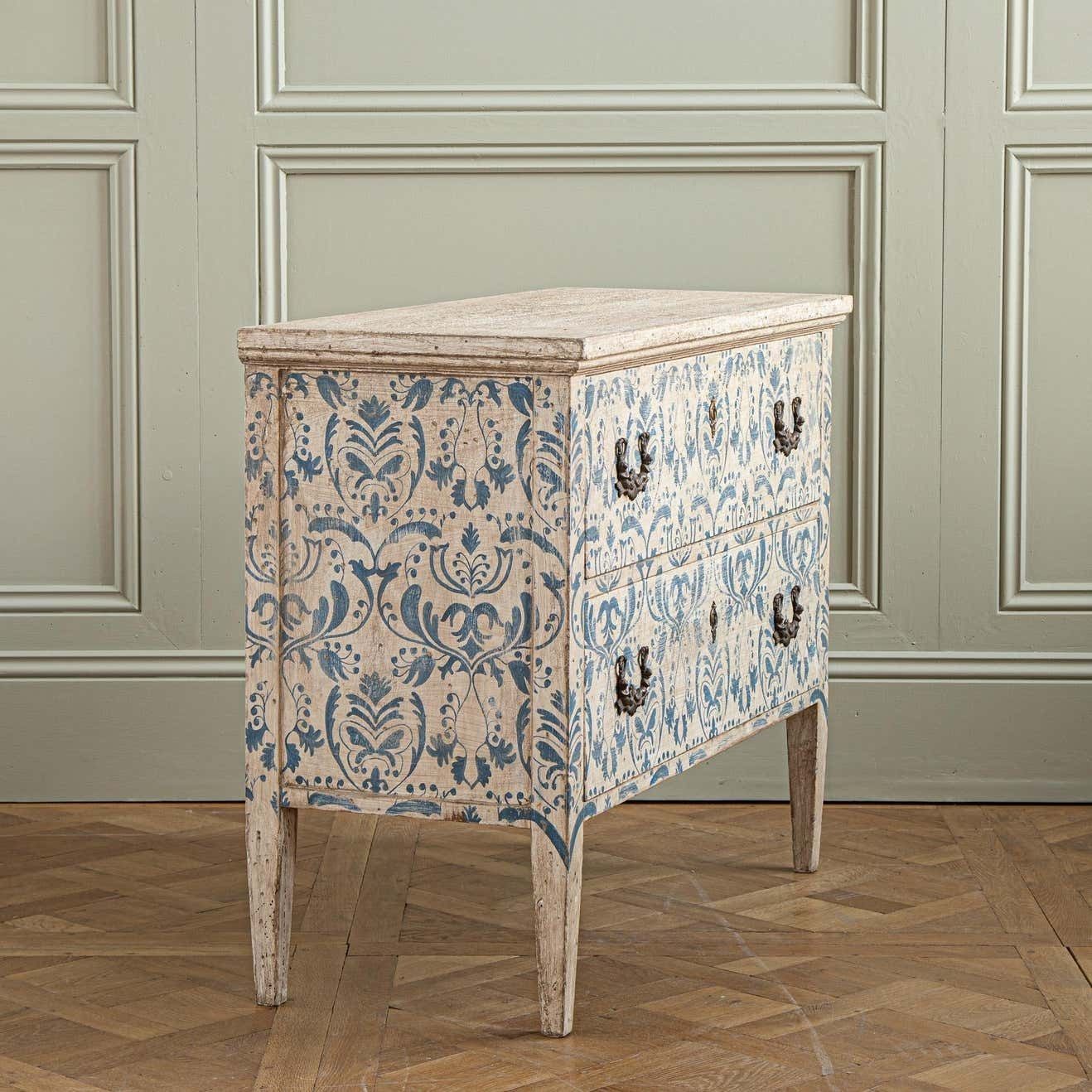 Blue & White Florentine Style Hand Painted Italian Chest Of Drawers/Commode photo furniture