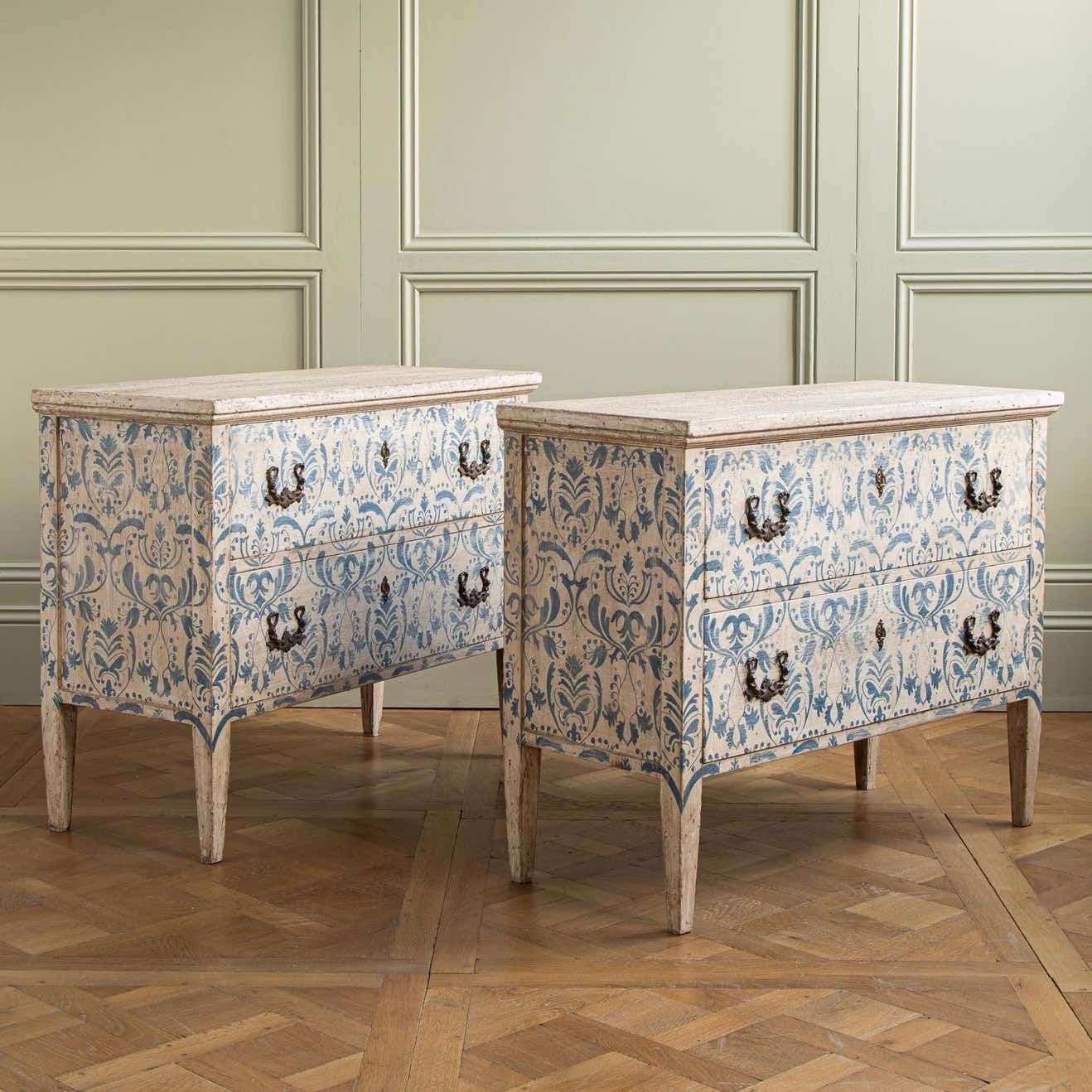 Blue & White Florentine Style Hand Painted Italian Chest Of Drawers/Commode photo buy