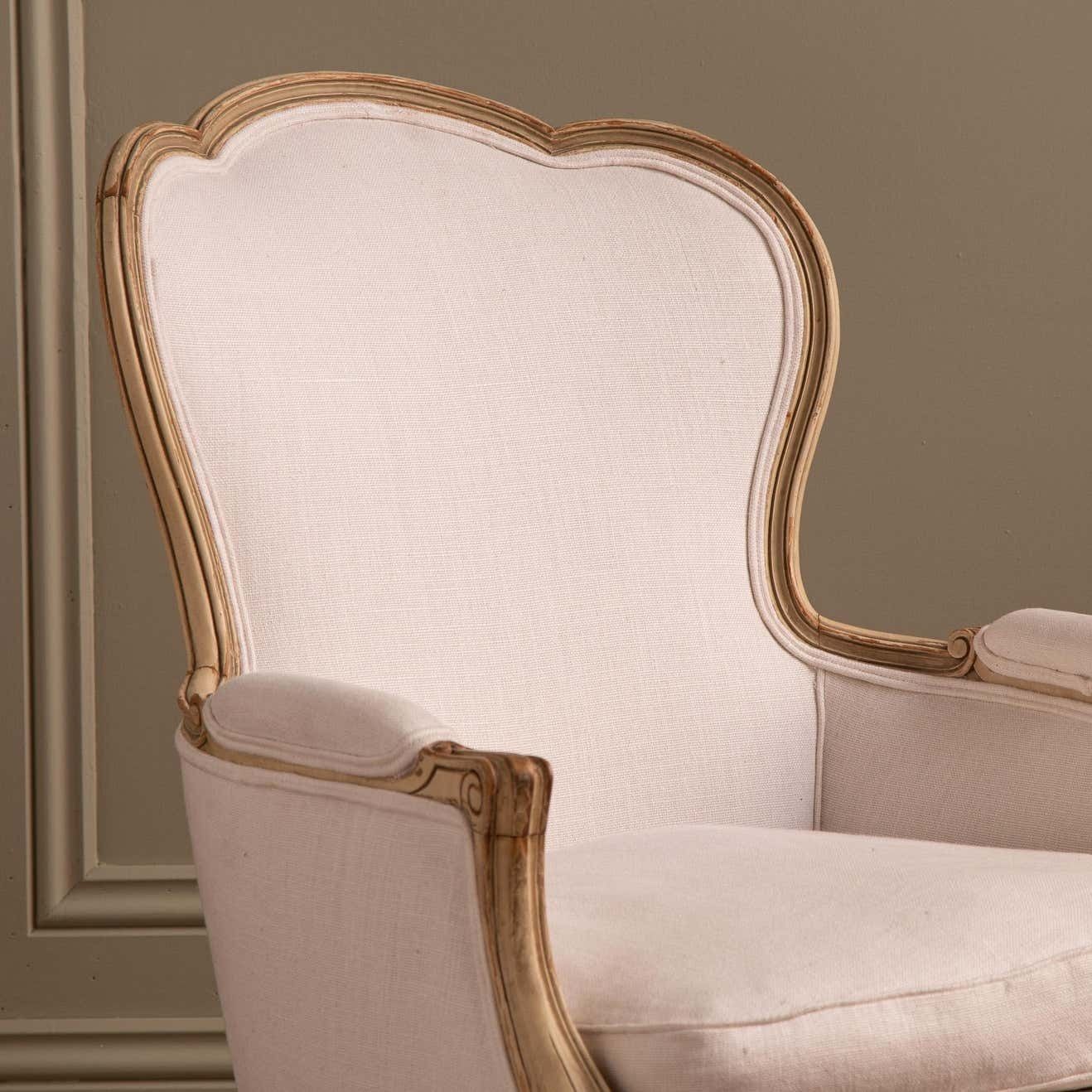 Swedish Gustavian Arm Chair Circa Early 1900's Painted Warm White photo buy