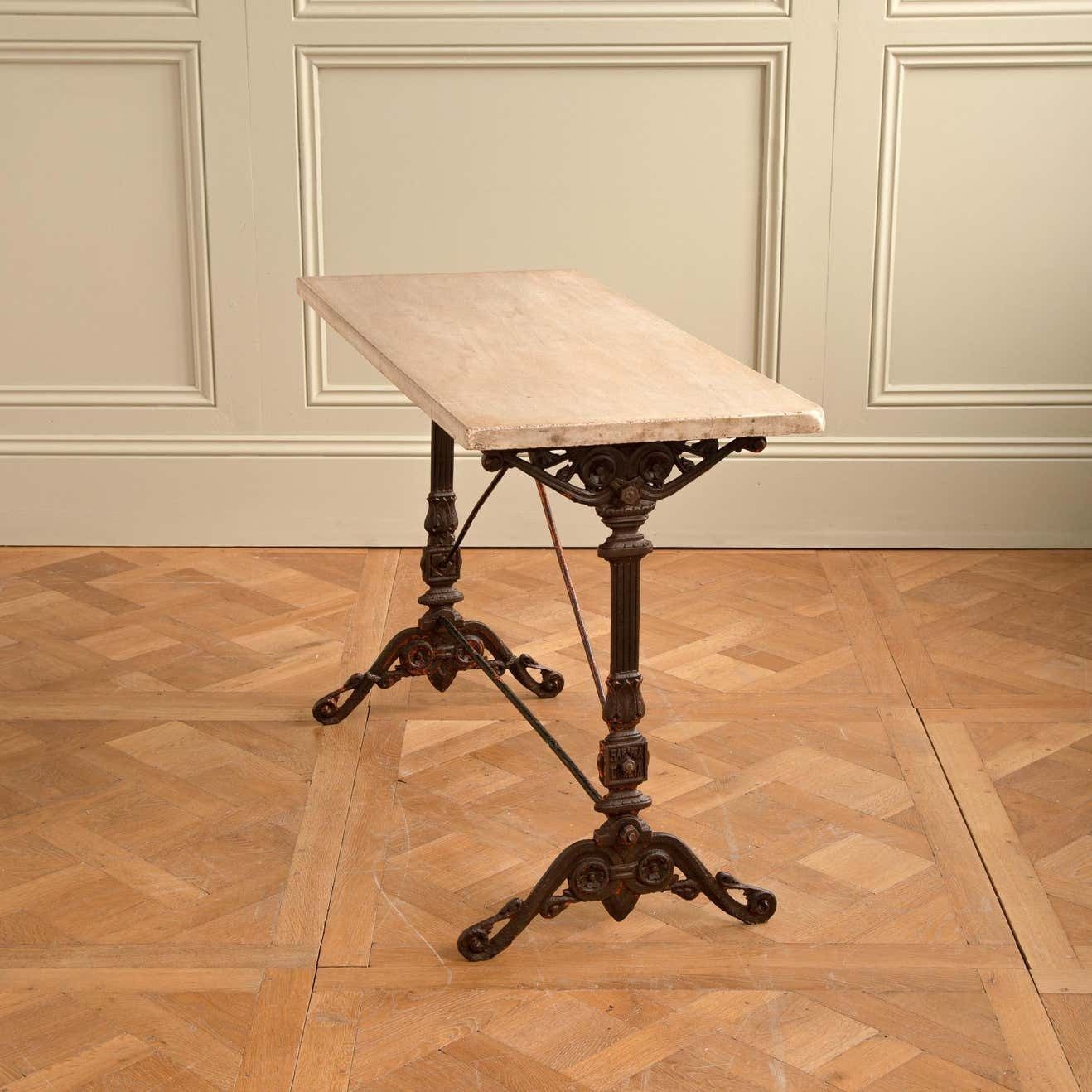 Early 1900s French Bistro Cafe Table With Art Nouveau Base And Marble Top photo Furniture