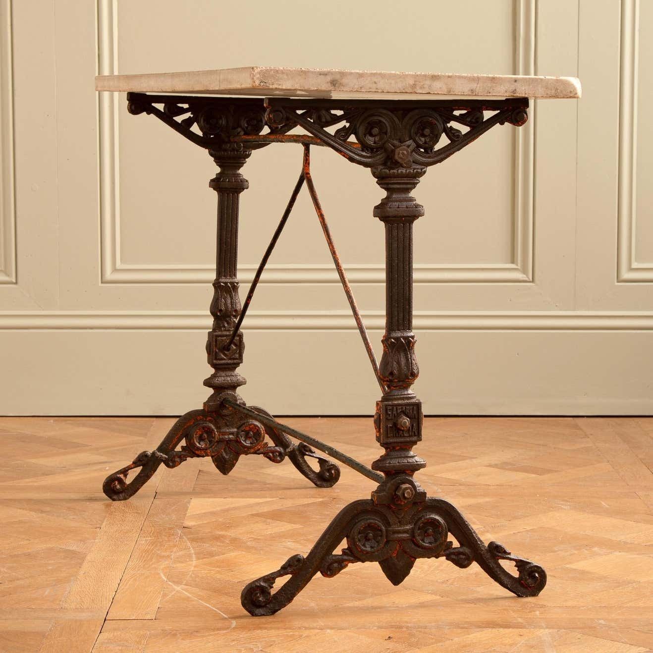Early 1900s French Bistro Cafe Table With Art Nouveau Base And Marble Top photo 1200.0