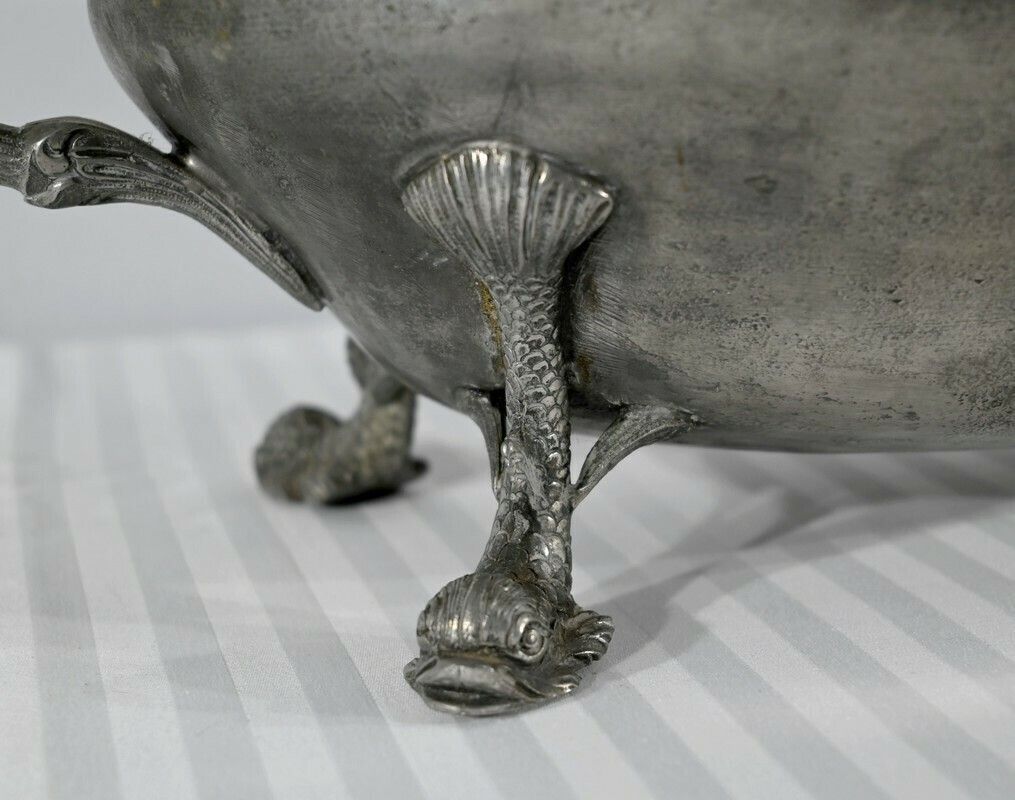 Tureen And Tray In Fine Pewter Stamped L. Houzeaux Early 20th Century photo vinterior