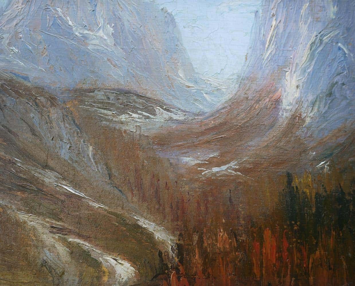 Oil Painting, Dolomites, "Monte Tuglia", Marcelliano Canciani, 1910s photo 650.0