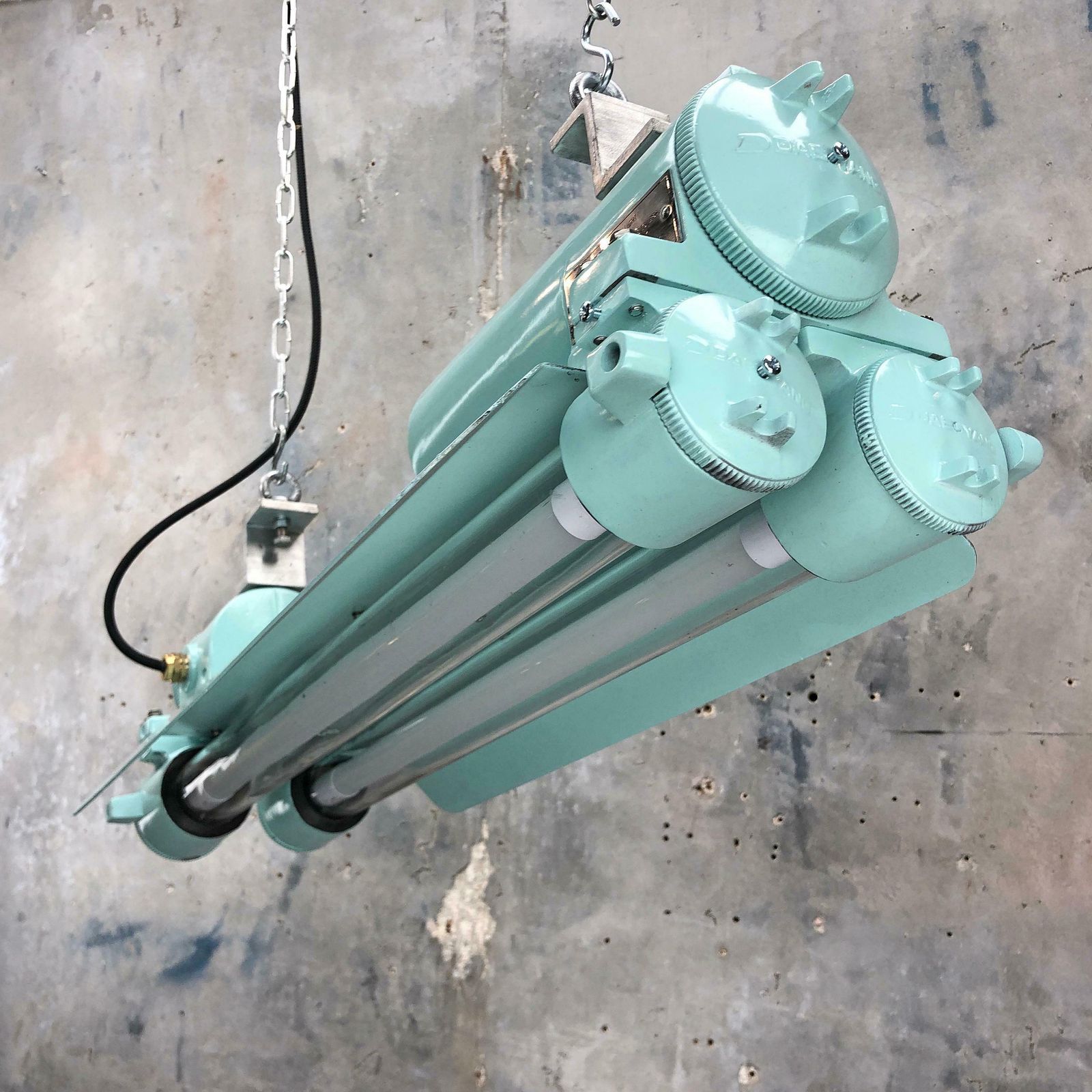 1970s Cast Aluminum, Brass And Glass Industrial Flame Proof Led Strip Light photo for sale