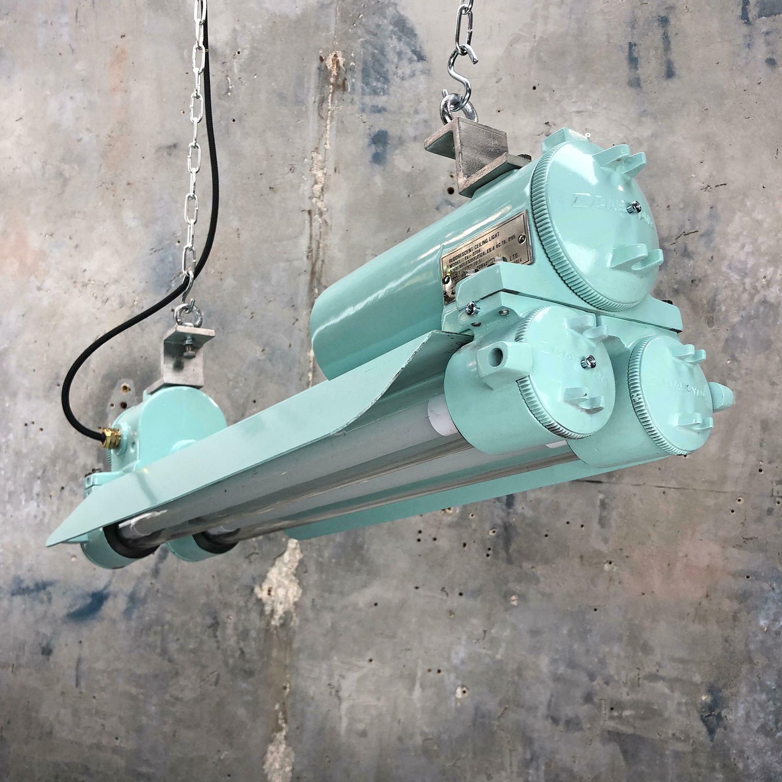 1970s Cast Aluminum, Brass And Glass Industrial Flame Proof Led Strip Light photo 525.0