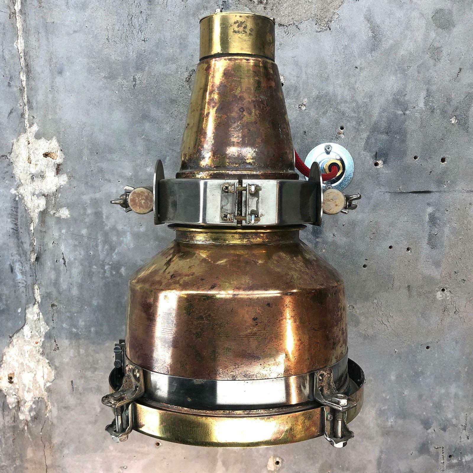 photo furniture 1960s Japanese Spun Brass And Aluminum Architectural Wall Washer Uplighter
