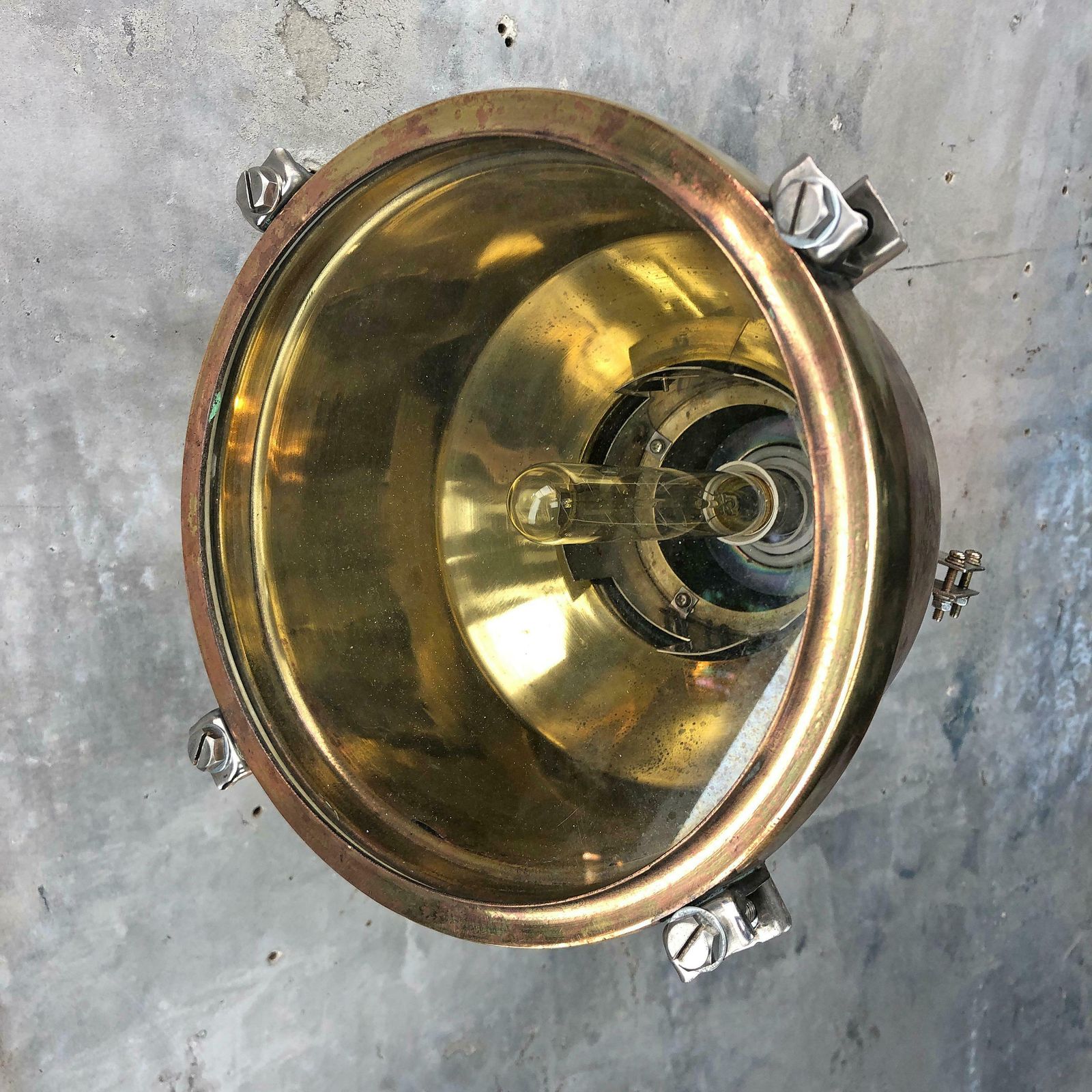 photo buy 1960s Japanese Spun Brass And Aluminum Architectural Wall Washer Uplighter