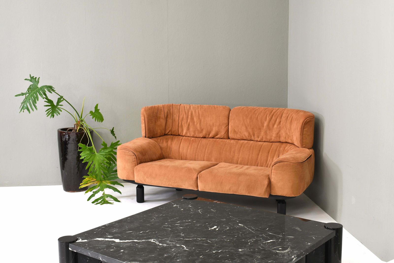 Rare Bull Sofa In Terra Alcantara By Gianfranco Frattini For Cassina Italy, 1987 photo buy