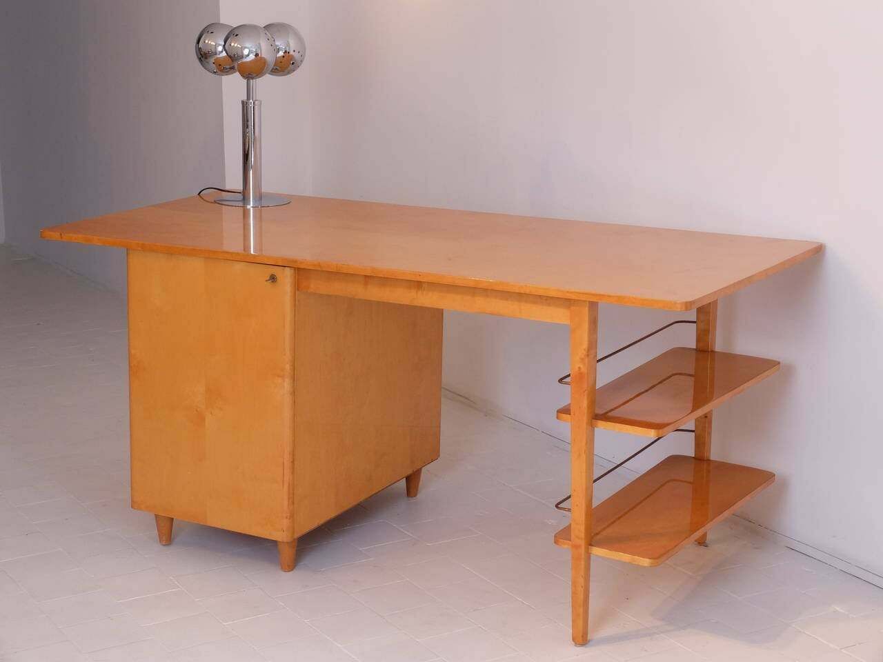 Mid Century Double Sided Executive Birch Desk Imexcotra photo furniture