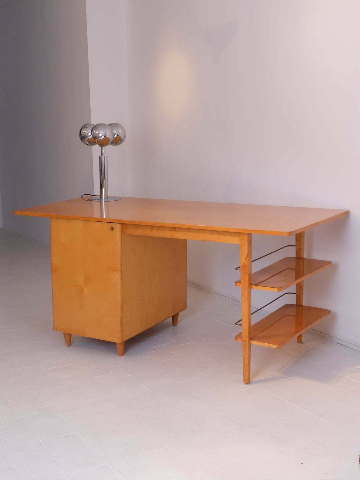 Mid Century Double Sided Executive Birch Desk Imexcotra photo buy
