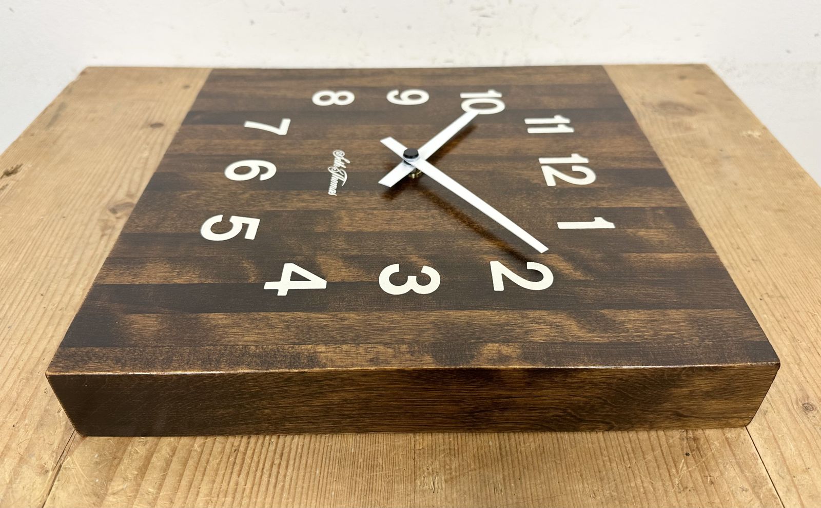 279.0 Vintage Brown Wooden Wall Clock From Seth Thomas, 1980s photo
