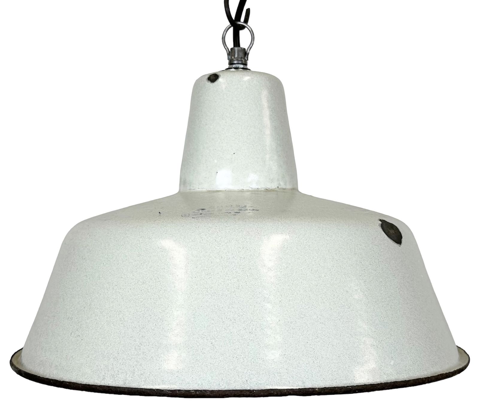 Industrial White Enamel Factory Pendant Lamp From Zaos, 1960s, 2x
