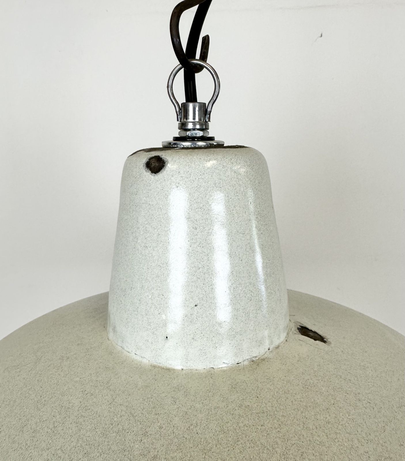 Industrial White Enamel Factory Pendant Lamp From Zaos, 1960s, 2x photo vintage