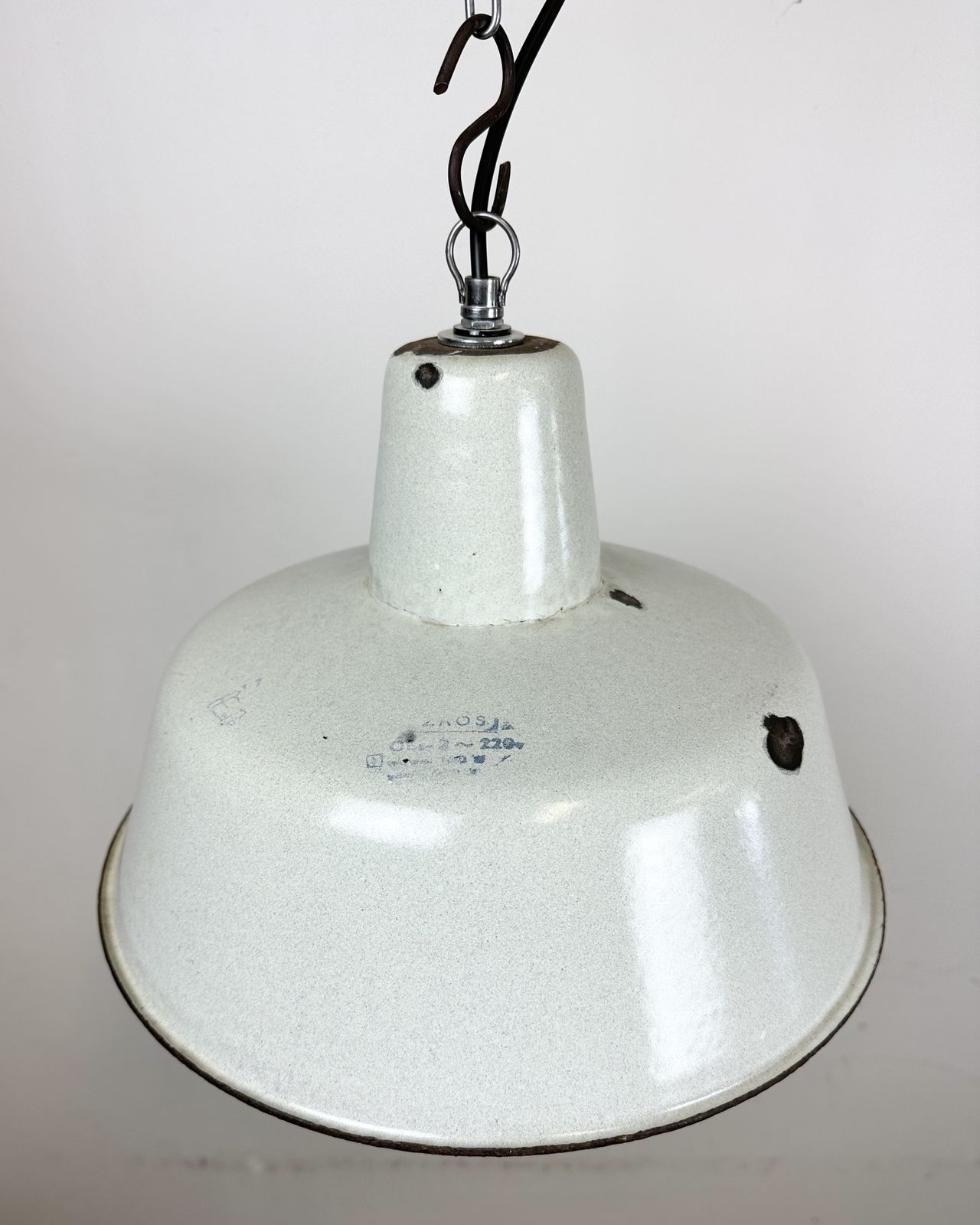 photo furniture Industrial White Enamel Factory Pendant Lamp From Zaos, 1960s, 2x