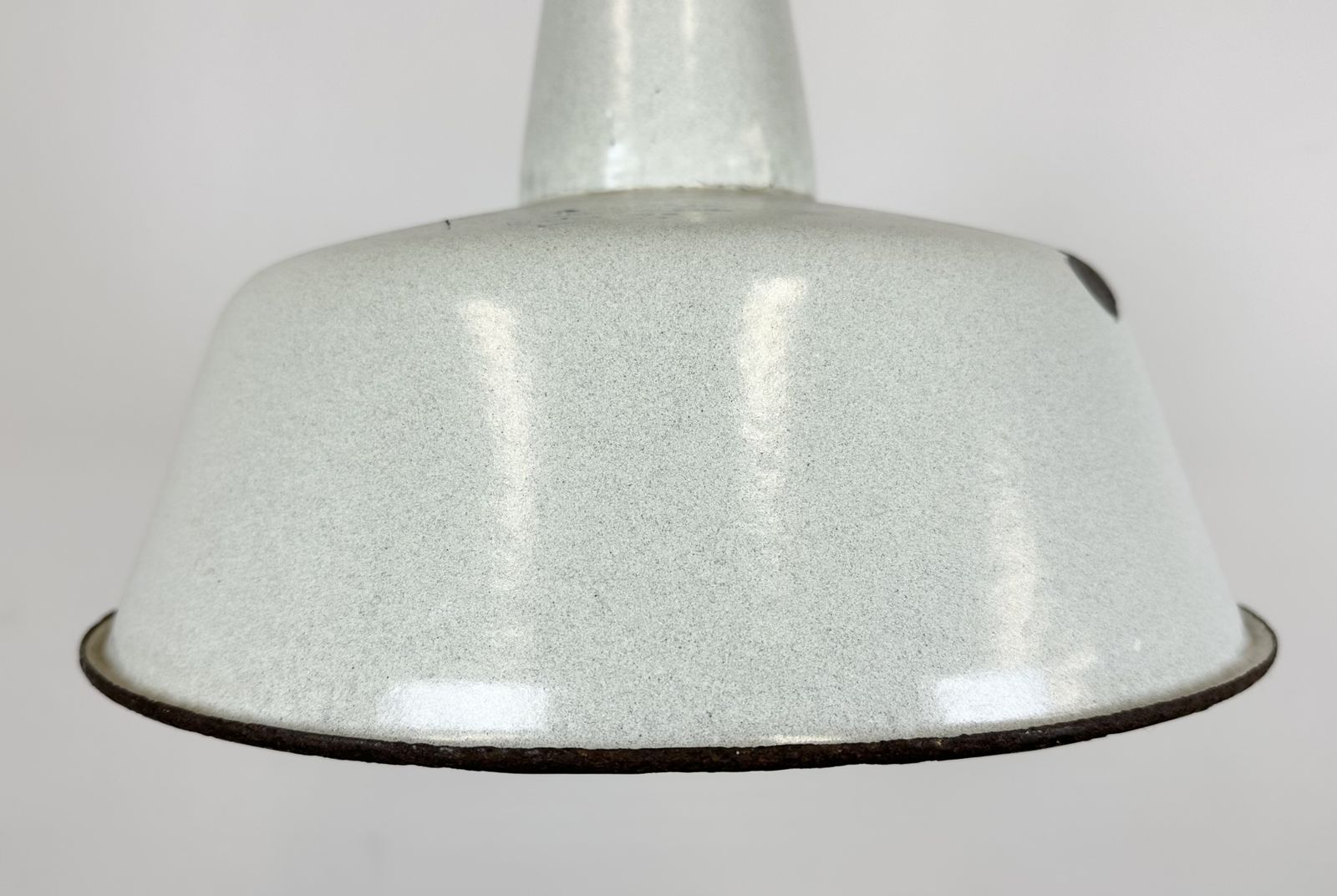 photo for sale Industrial White Enamel Factory Pendant Lamp From Zaos, 1960s, 2x