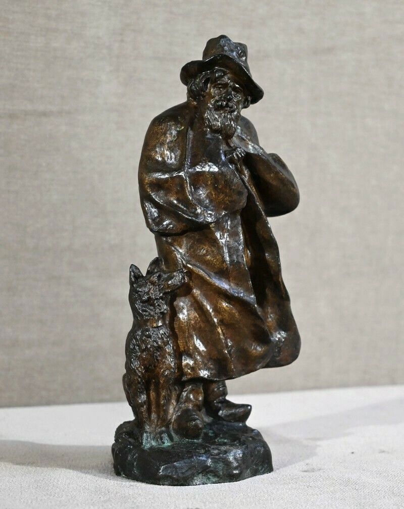 Bronze "The Shepherd And His Dog", Signed G.Omerth   Early 20th Century photo furniture