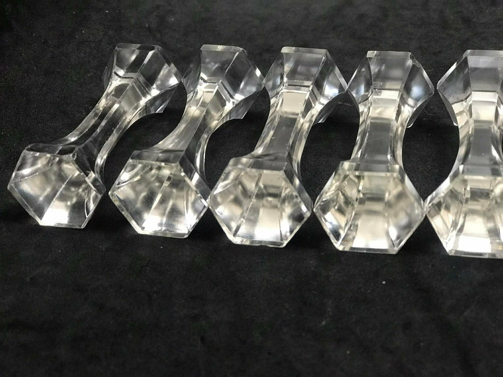 Crystal Knife Rest Set Of 5 Gift For Hostess Old Glass Crystal, Transparent Glass, Knife Set, Retro Table, Knife Holders photo vintage