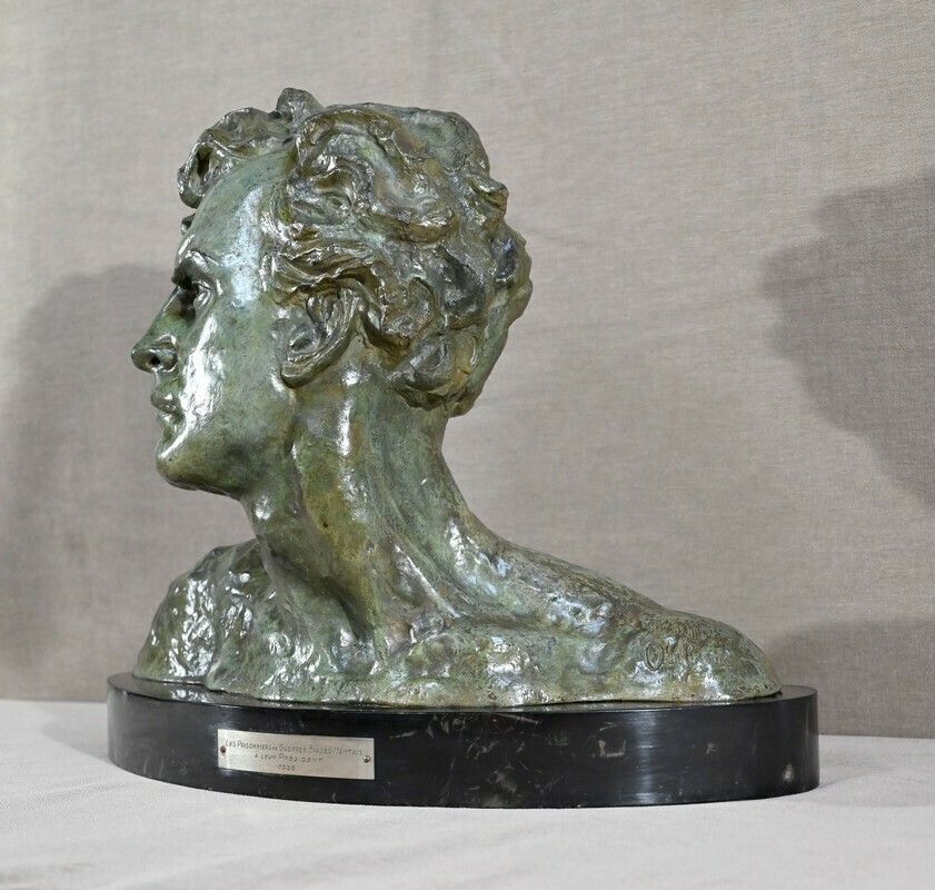 Important Bronze Jean Mermoz Signed A.Ouline  1st Part XX photo for sale