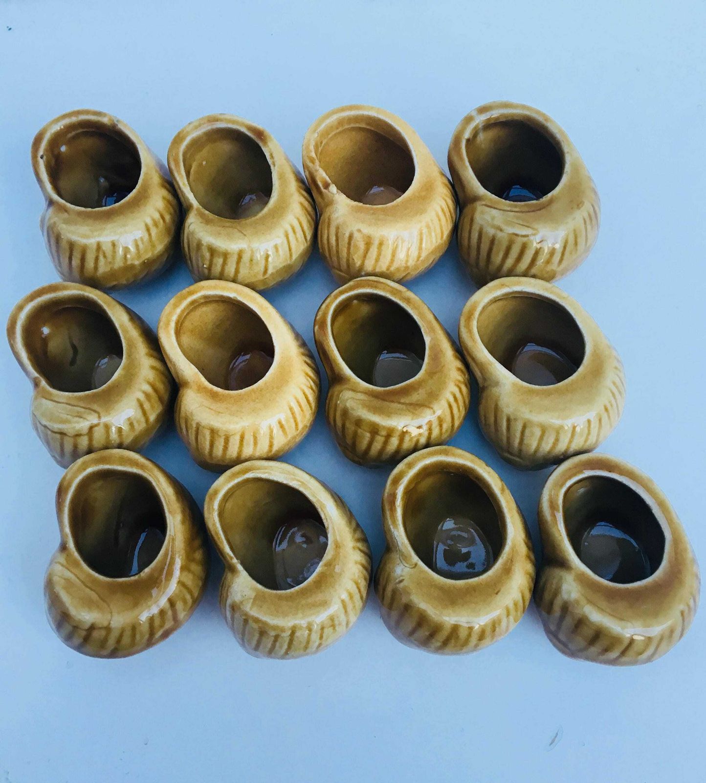 Ceramic Escargot Shells, Snail Serving Shells, Set Of 12 French Vintage Table, French Pottery, Retro Table, Ceramic Baking Shells, 1970s photo vintage