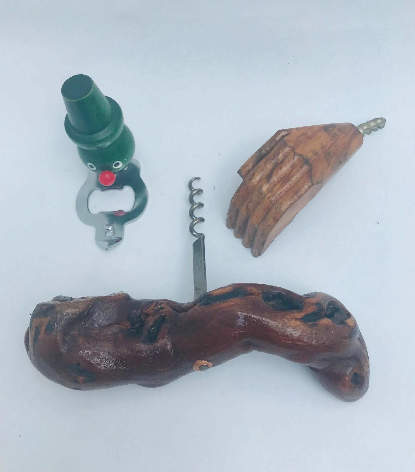 photo for sale Corkscrew Bottle Opener Wine Bottle Set 3 Wooden Bar Accessories Mid Century Barwarebar Cart Decor Gift For Collector Scandinavian Bar Tool