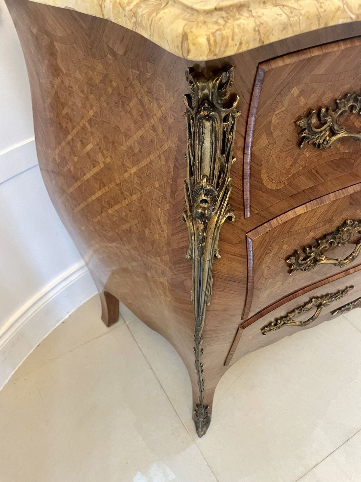 Antique 19th Century Quality French Parquetry Marble Top Chest Of Drawers photo buy