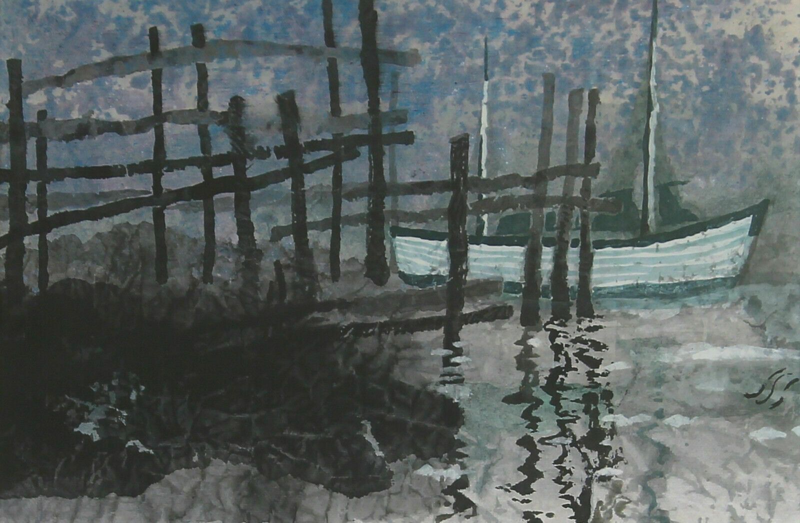Traditional Chinese Ink And Watercolour On Paper By Wang Jianan photo furniture