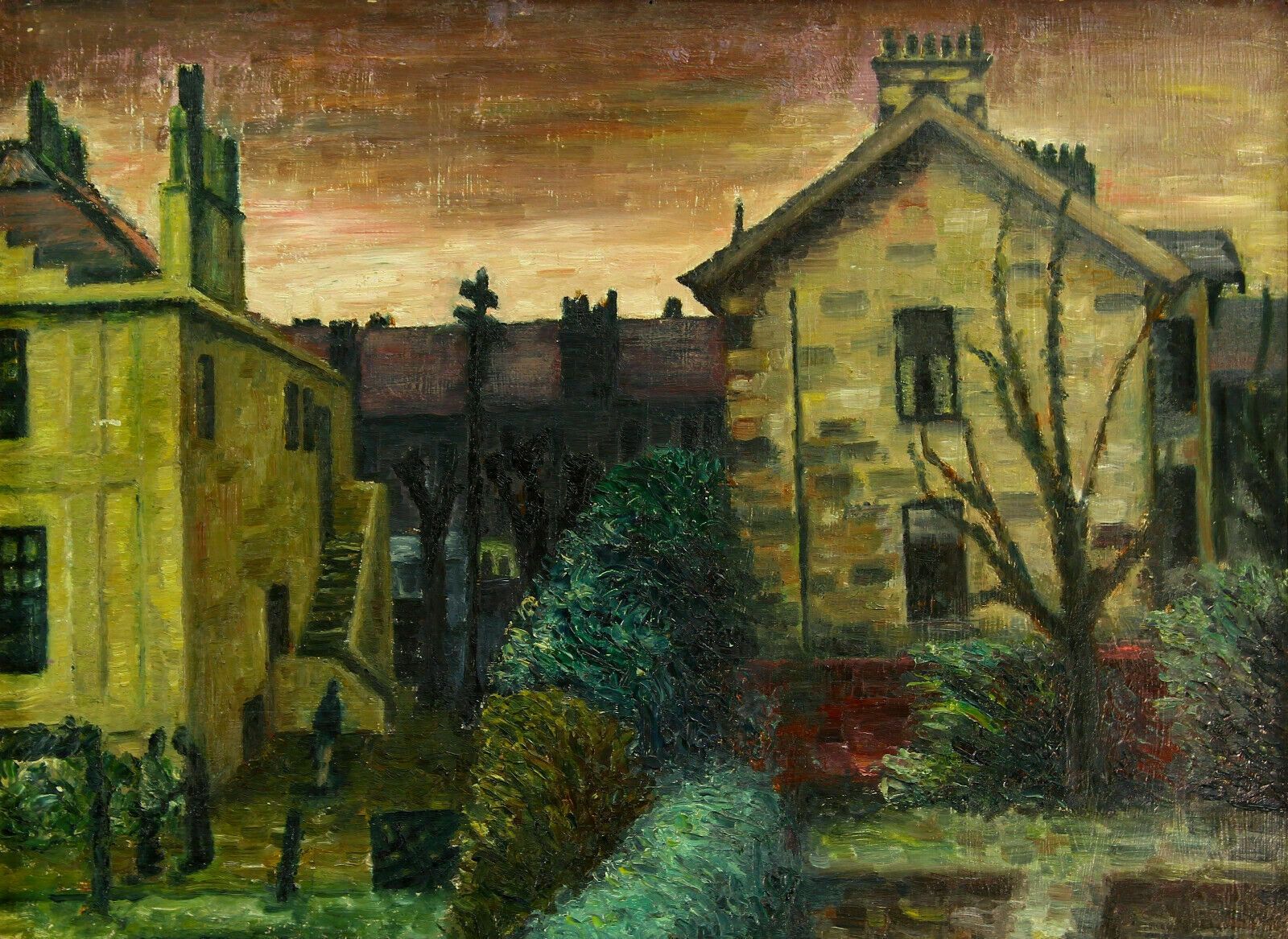 Oil Painting By Malcolm Mccoig. Street View In Glasgow photo furniture