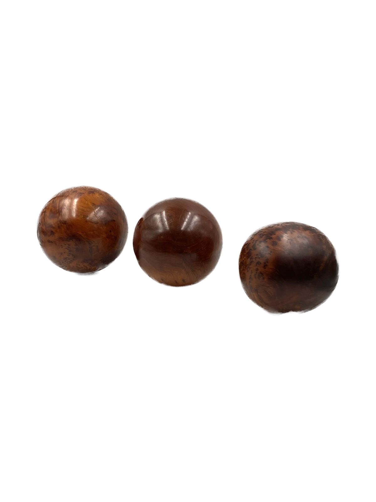 photo buy Set Of 3 Wooden Spherical Sculptures, France 1960s