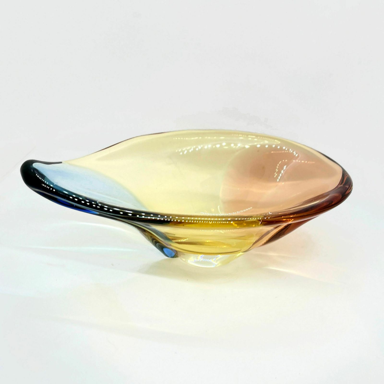 Organic Modern Glass Platter Designed By H Machovska Mstišov Moser Karlovarske Sklo Cechoslovakia photo vintage