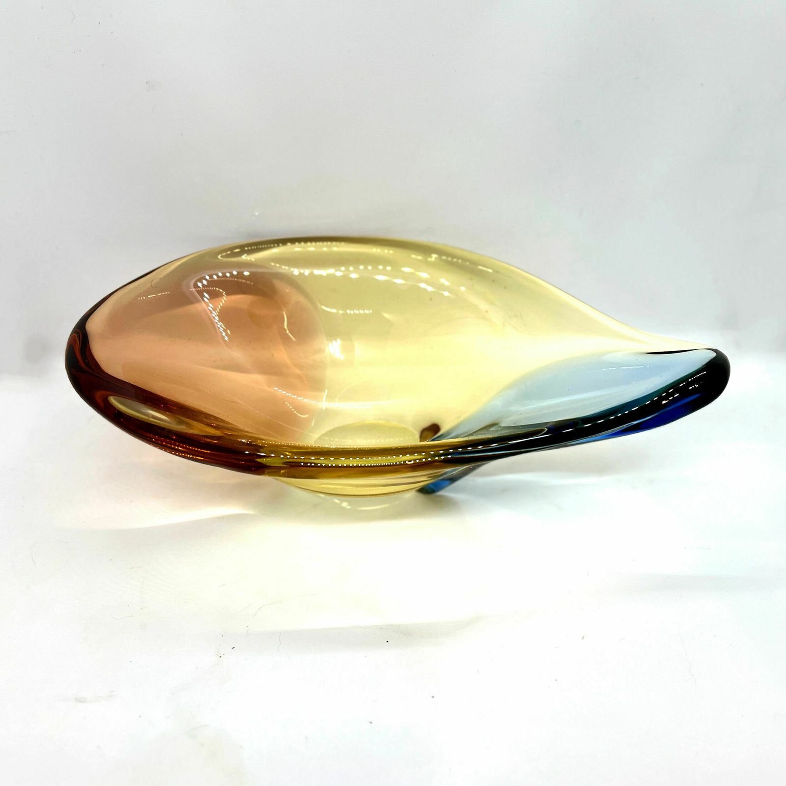 193.0 Organic Modern Glass Platter Designed By H Machovska Mstišov Moser Karlovarske Sklo Cechoslovakia photo