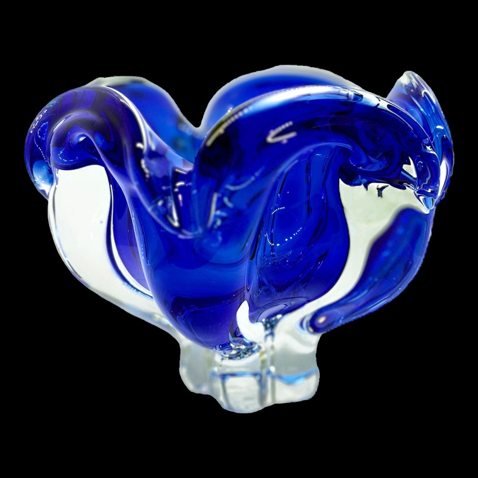 Cobalt Bowl, Designed By J. Hospodka, Chribska Sklarna, Czechoslovakia, 1960s